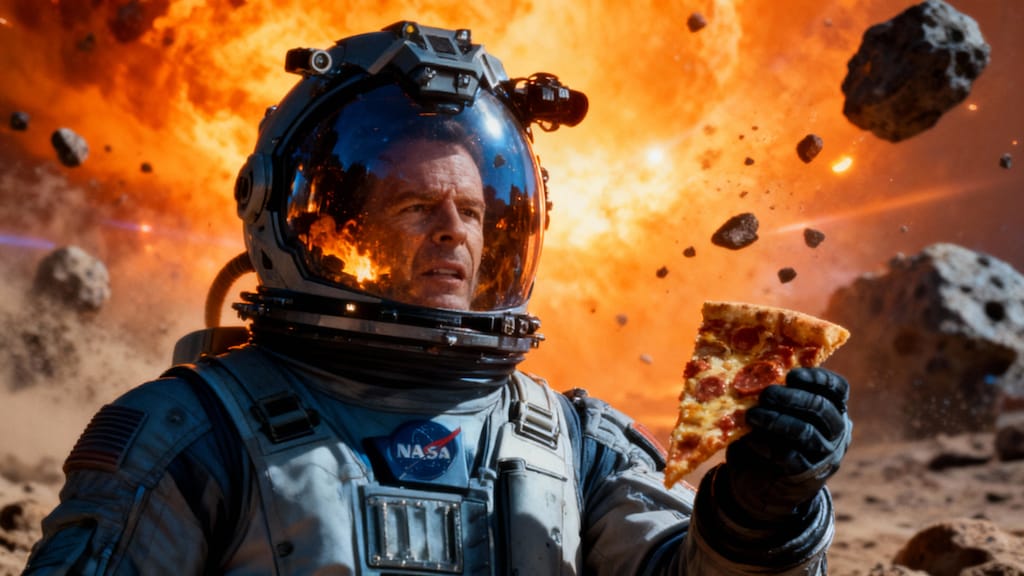 I got just five words for you. "Damn, can’t eat pizza in space!"