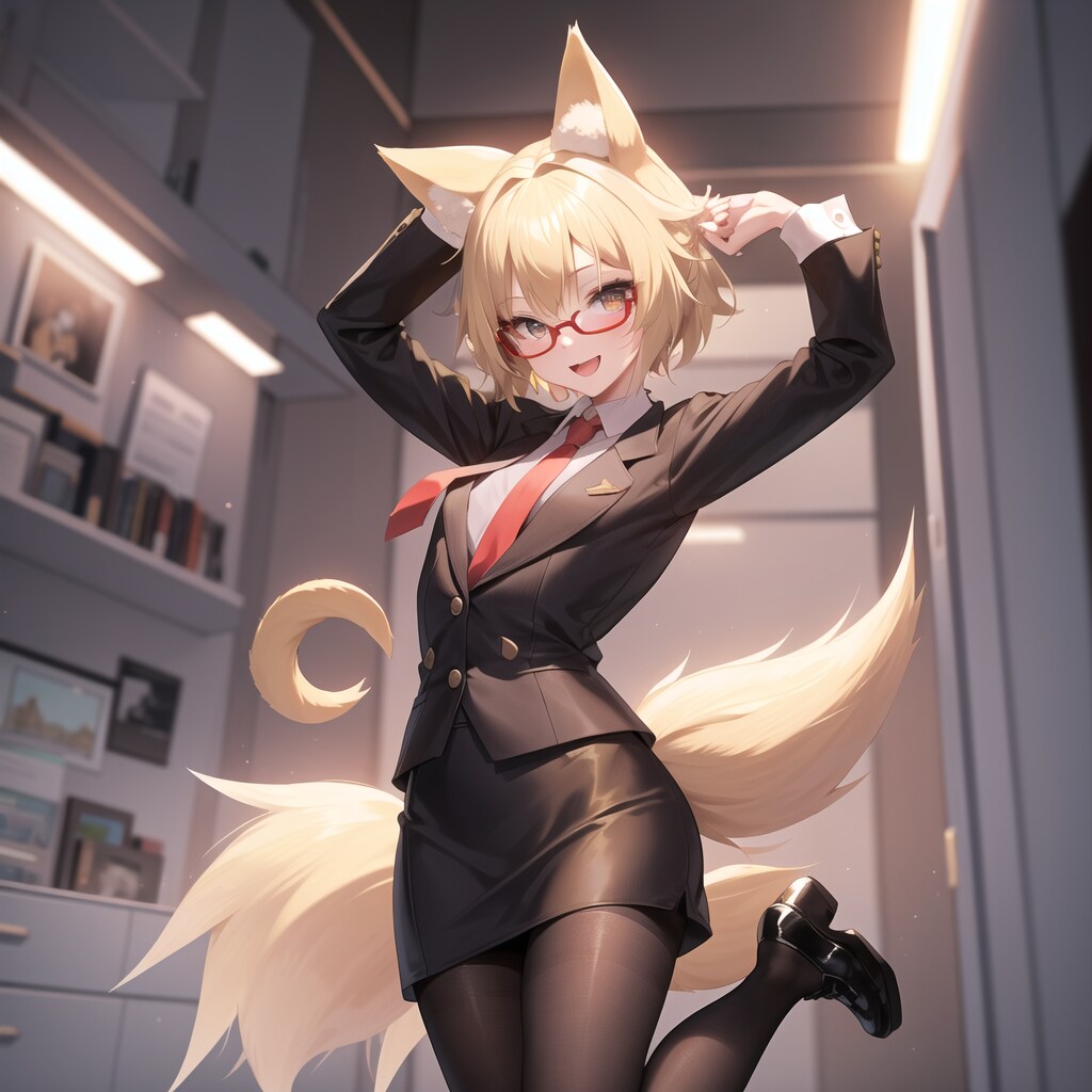 狐っ娘にOLスーツを2