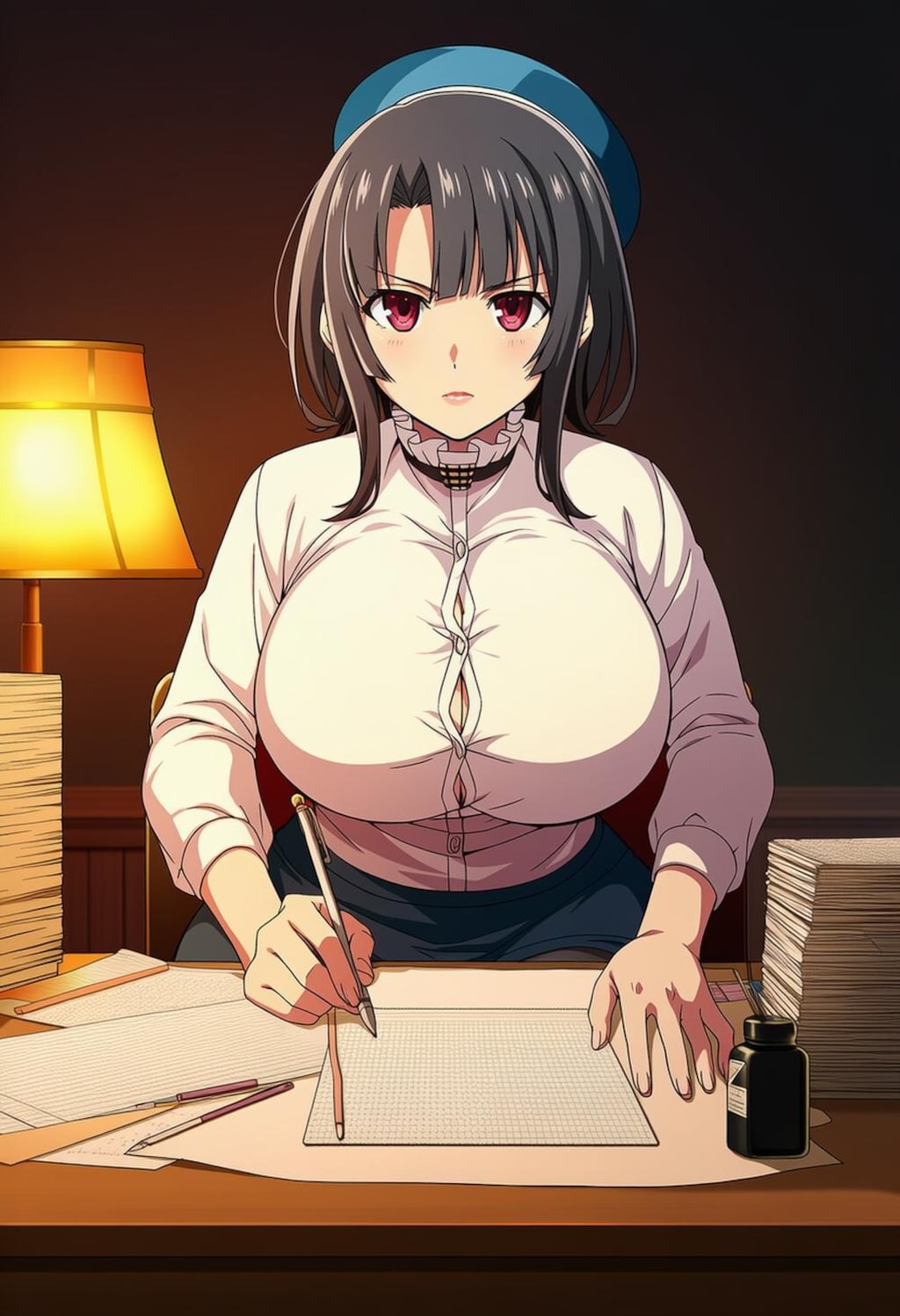 働く漫画家画家軍人等コスプレベレー帽人妻