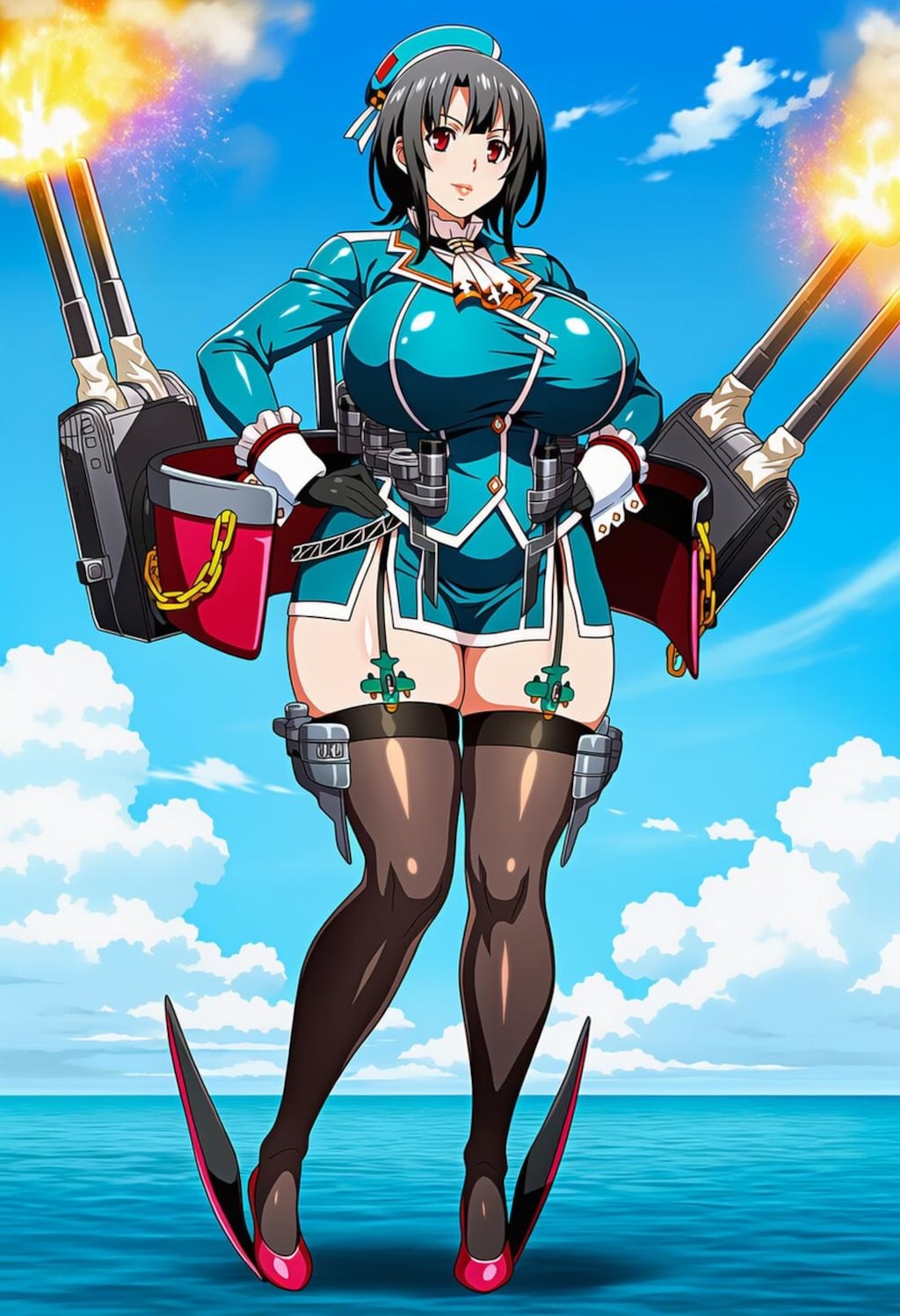 働く漫画家画家軍人等コスプレベレー帽人妻