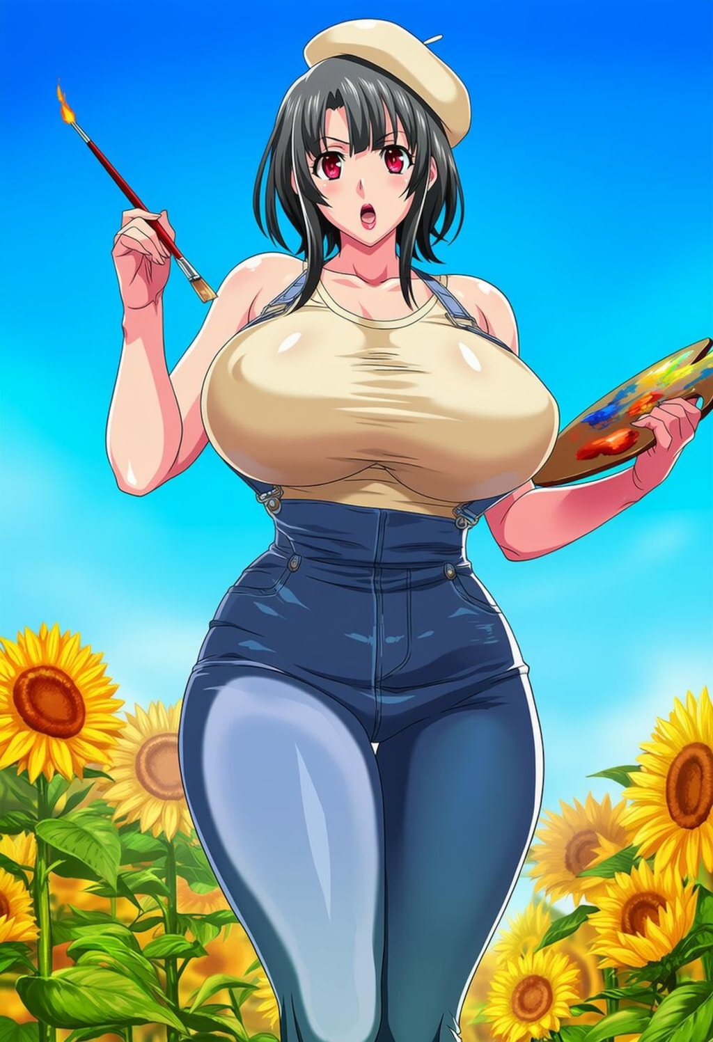 働く漫画家画家軍人等コスプレベレー帽人妻