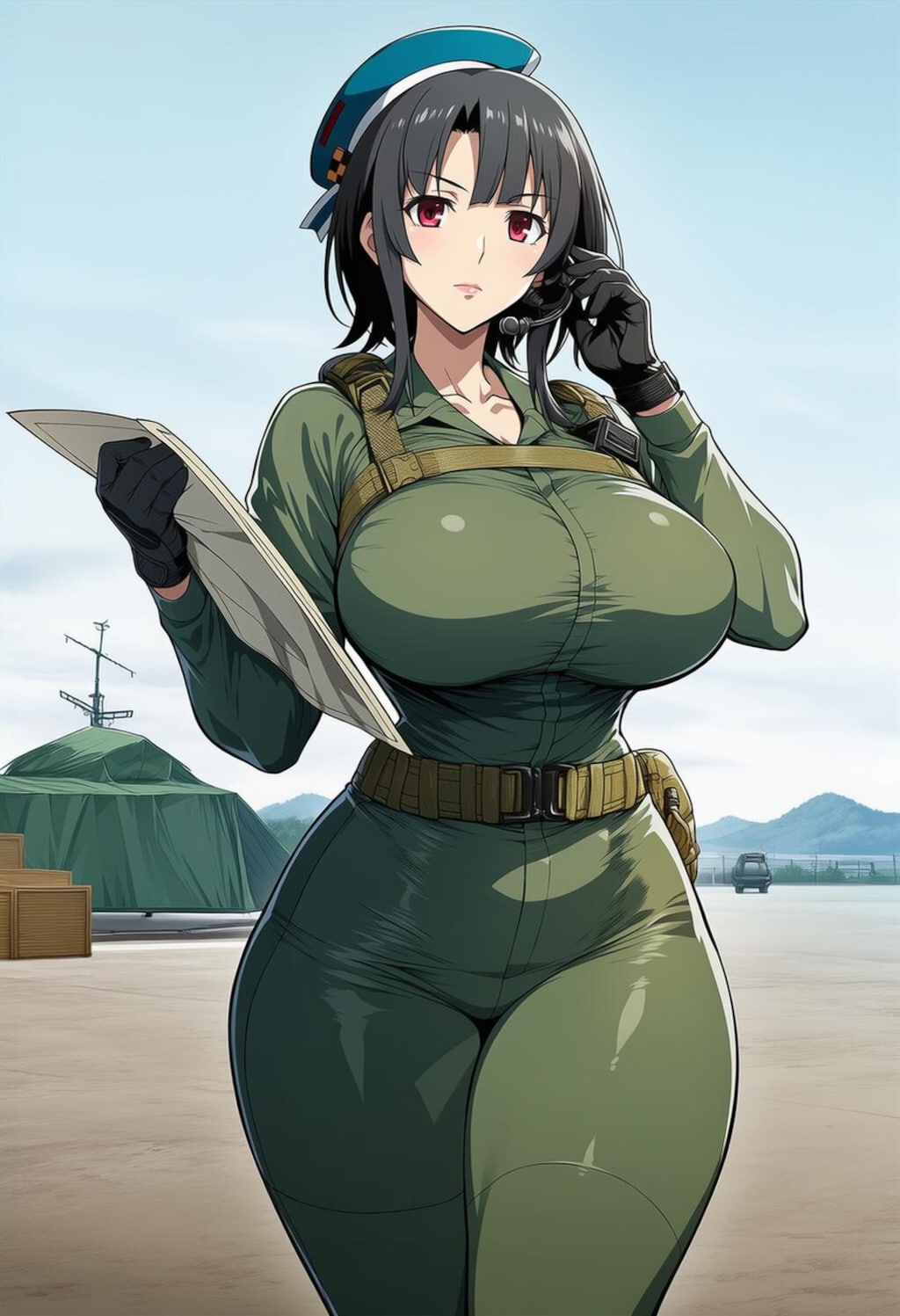 働く漫画家画家軍人等コスプレベレー帽人妻