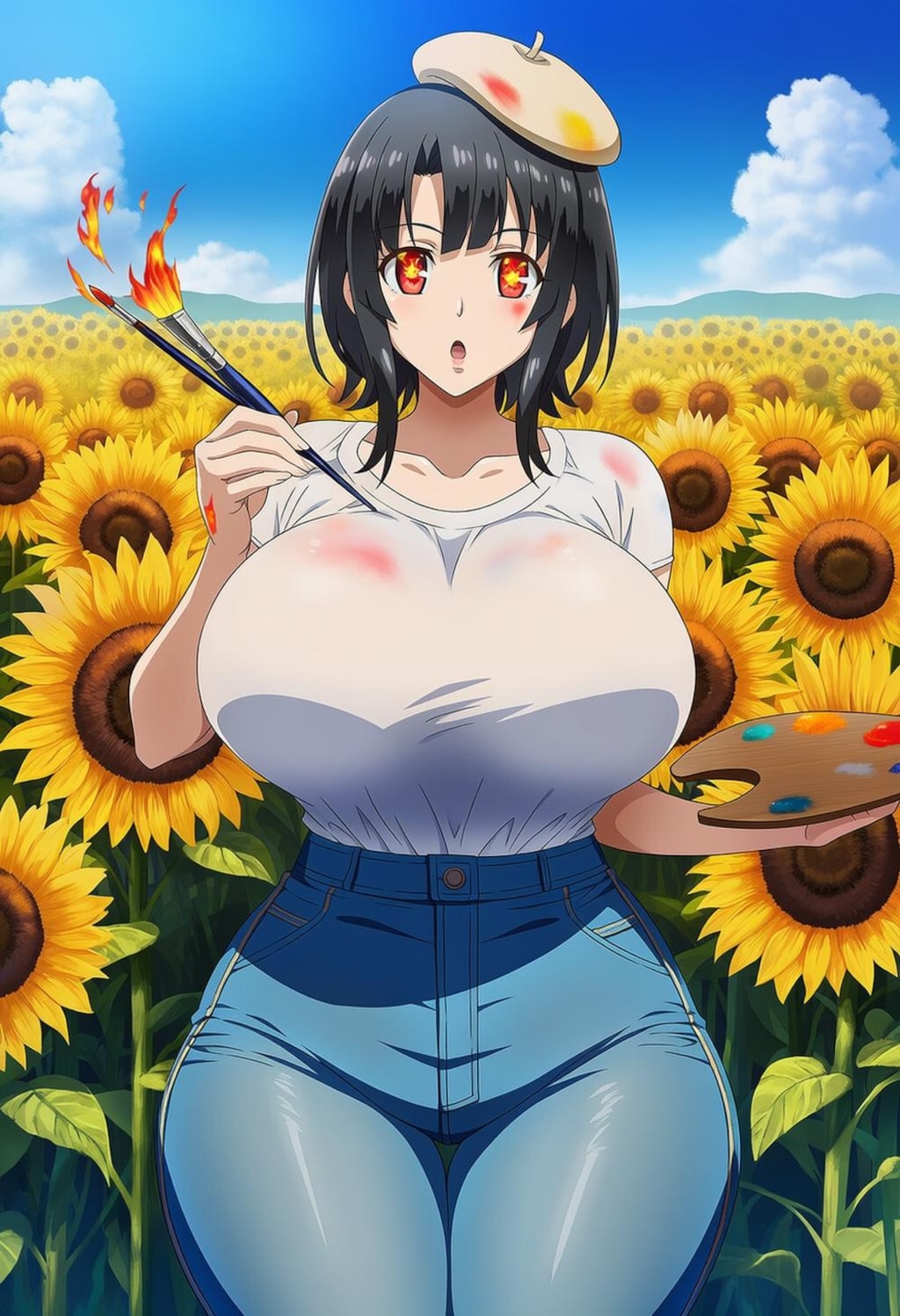 働く漫画家画家軍人等コスプレベレー帽人妻