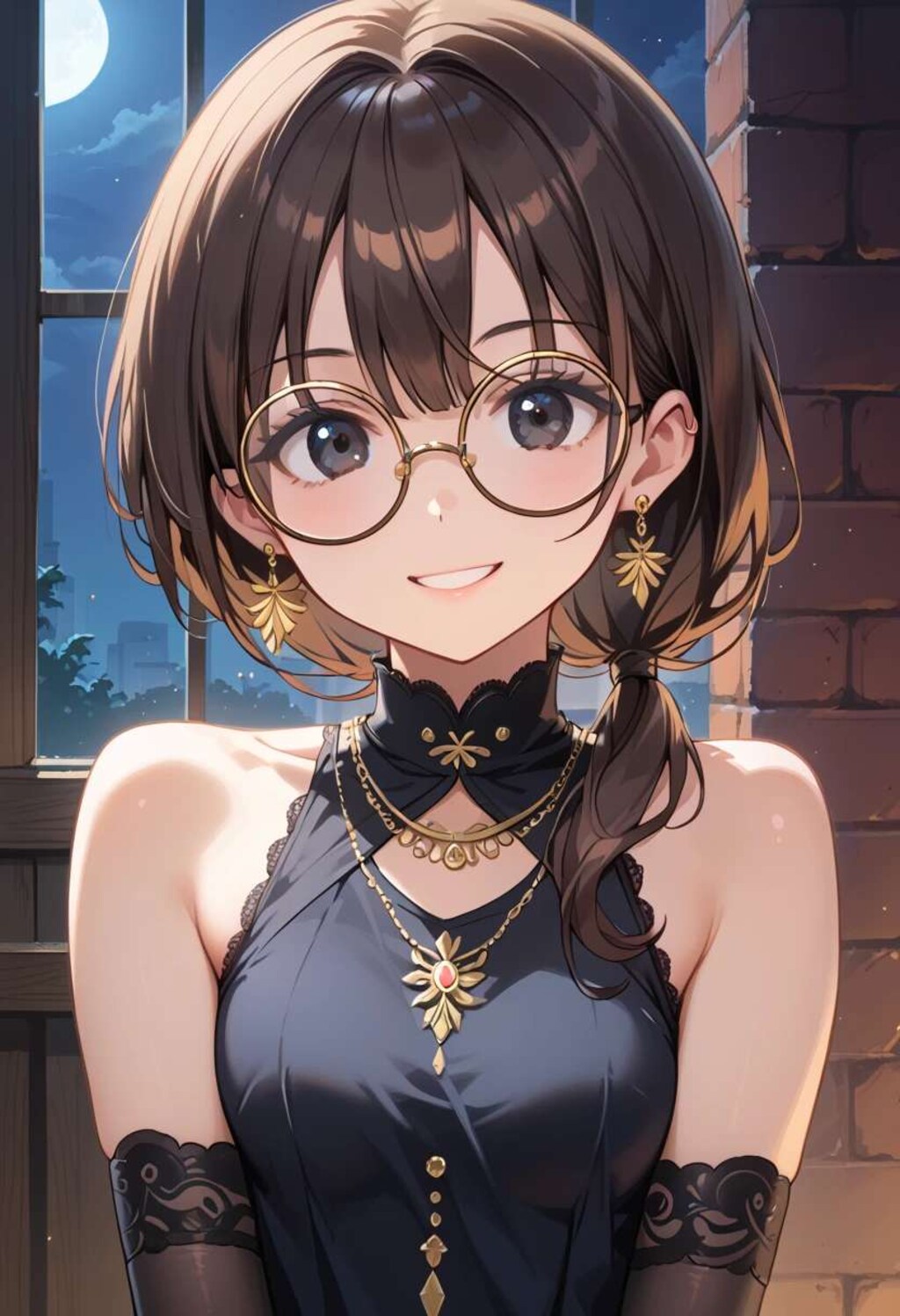 黒ドレスと眼鏡