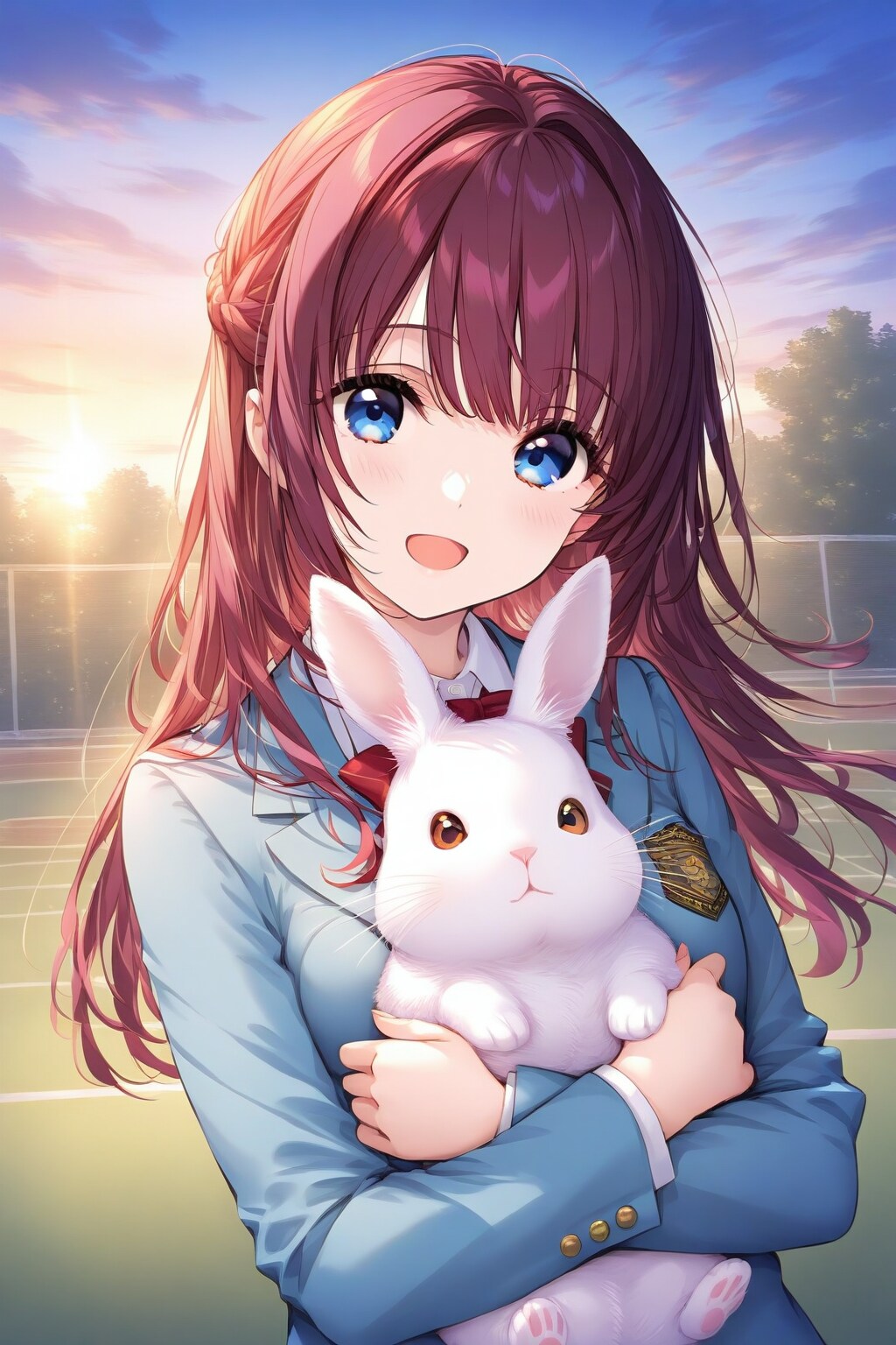 夕暮れの校庭、ふわふわの幸せ | の人気AIイラスト・グラビア