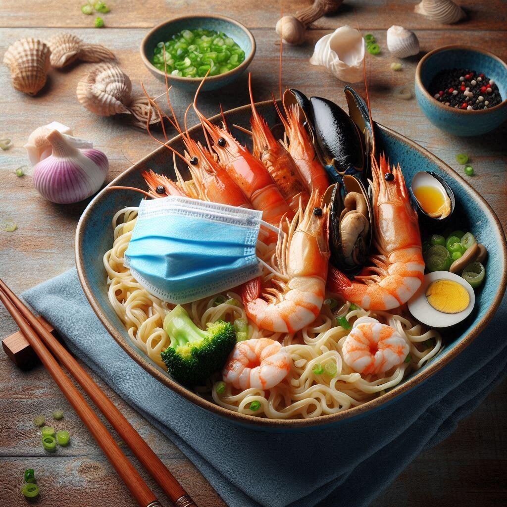 風邪を引いたseafood noodle
