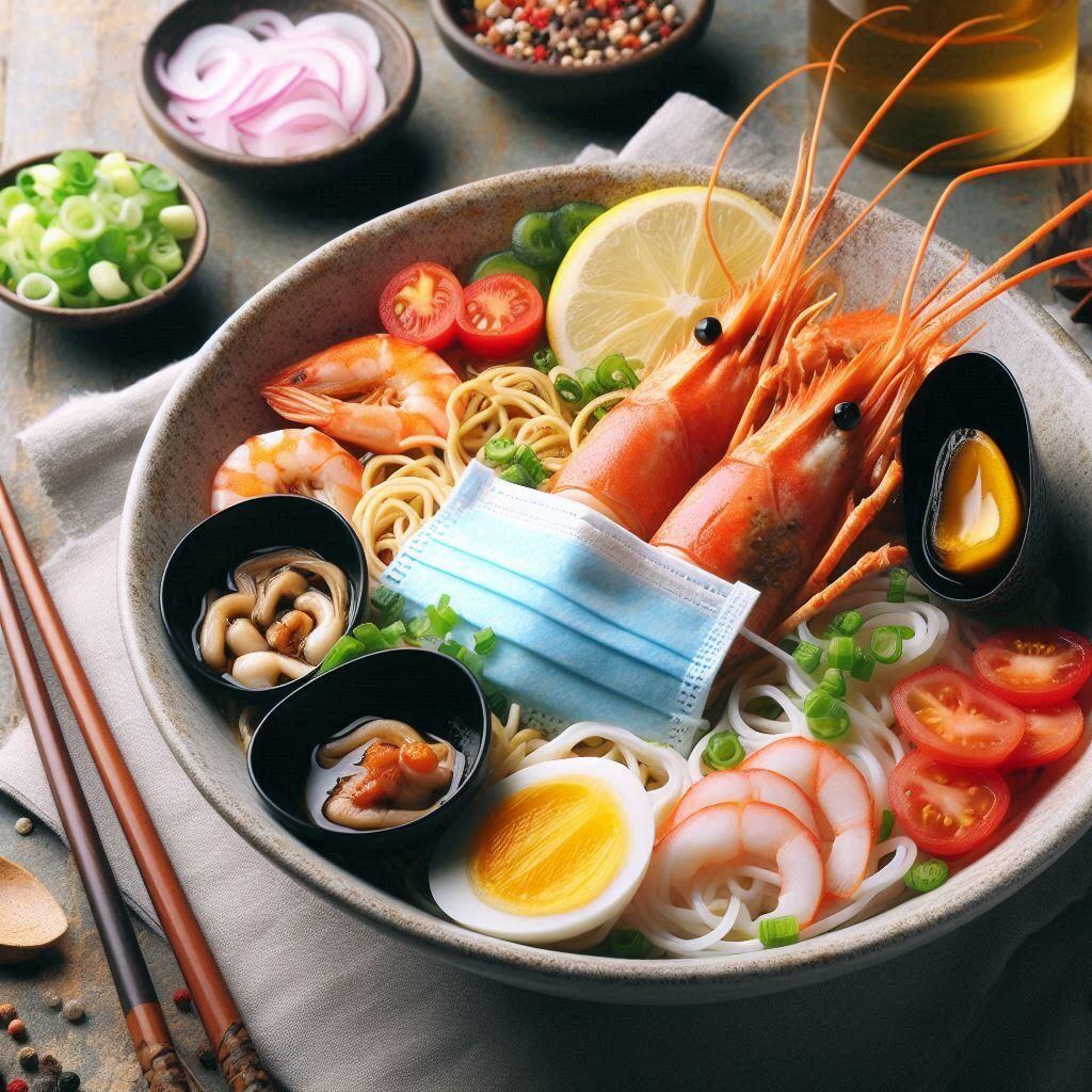 風邪を引いたseafood noodle