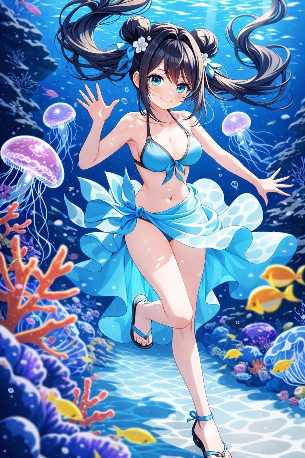 うちの子たちと水遊び