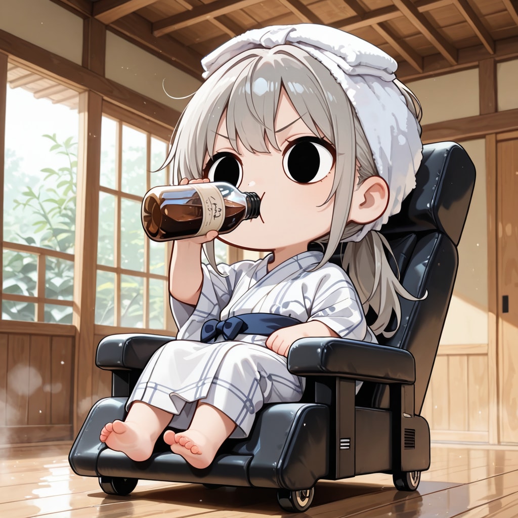 風呂の日に温泉とコーヒー牛乳を満喫するえらいこっちゃ嬢