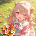 お祝いの花束をもらったさとみん 2枚目