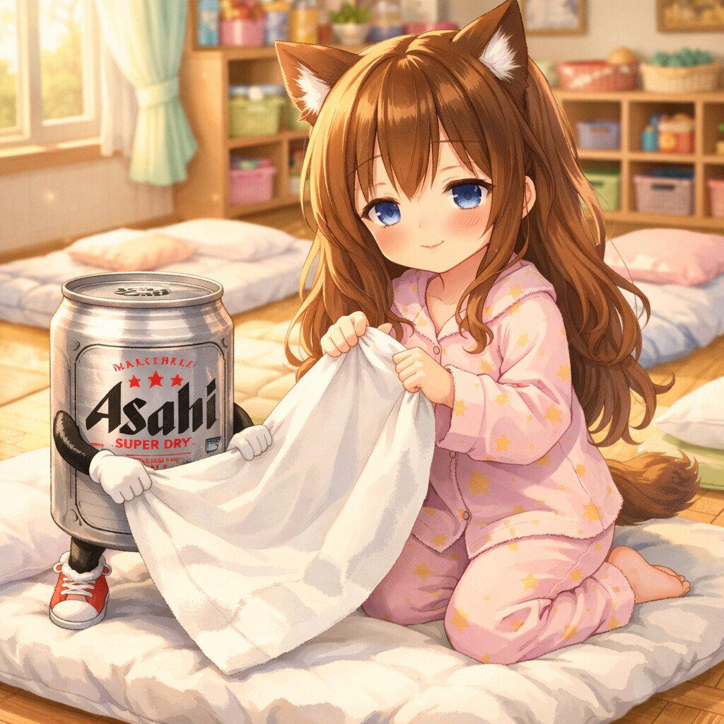 お昼寝する小さな女の子