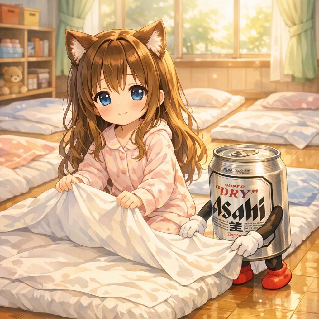 お昼寝する小さな女の子