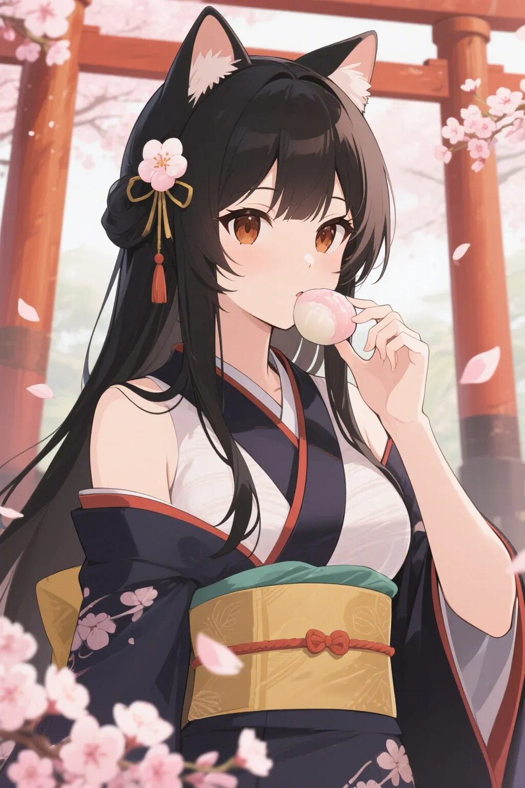 お餅を食べるさくらちゃん