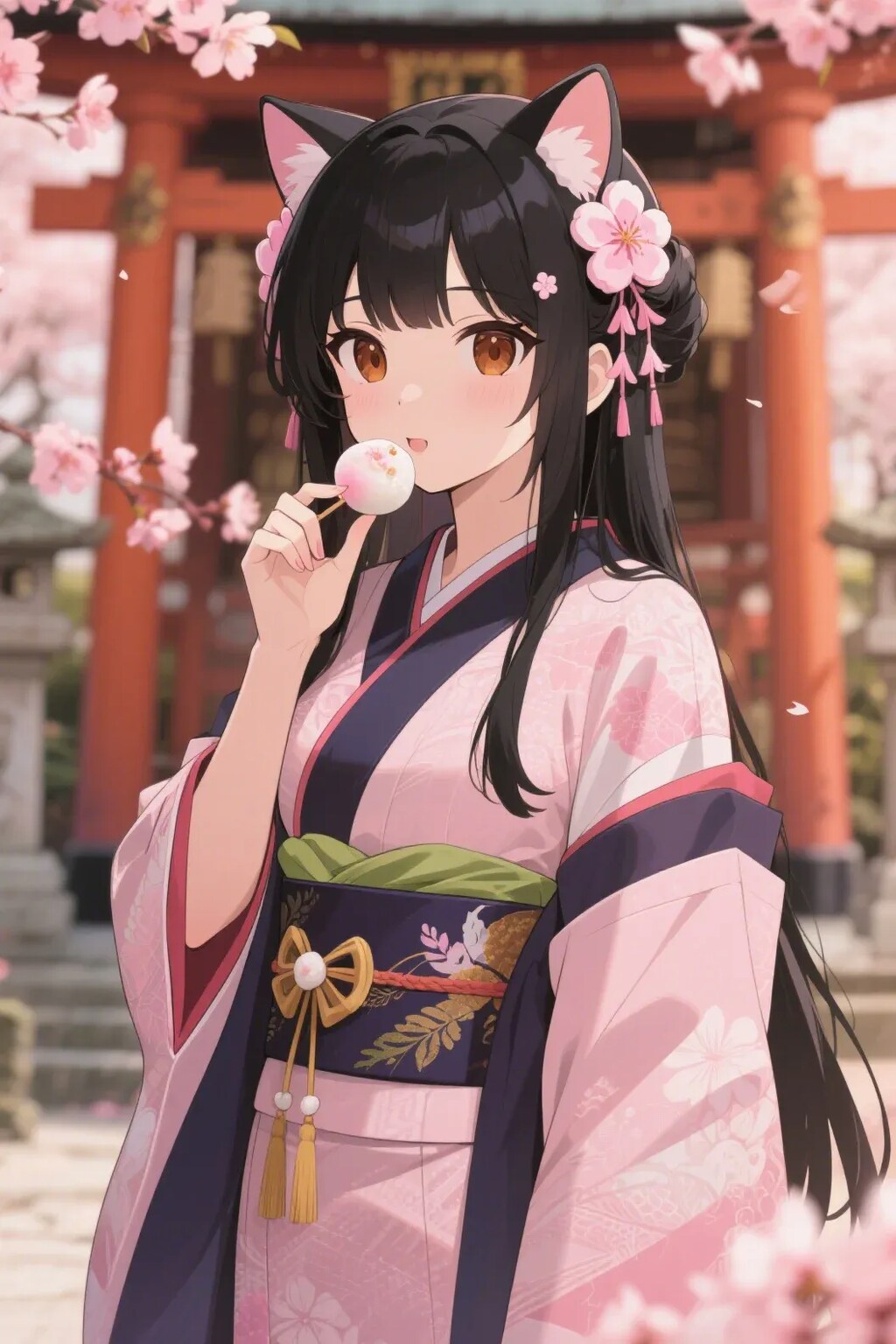 お餅を食べるさくらちゃん