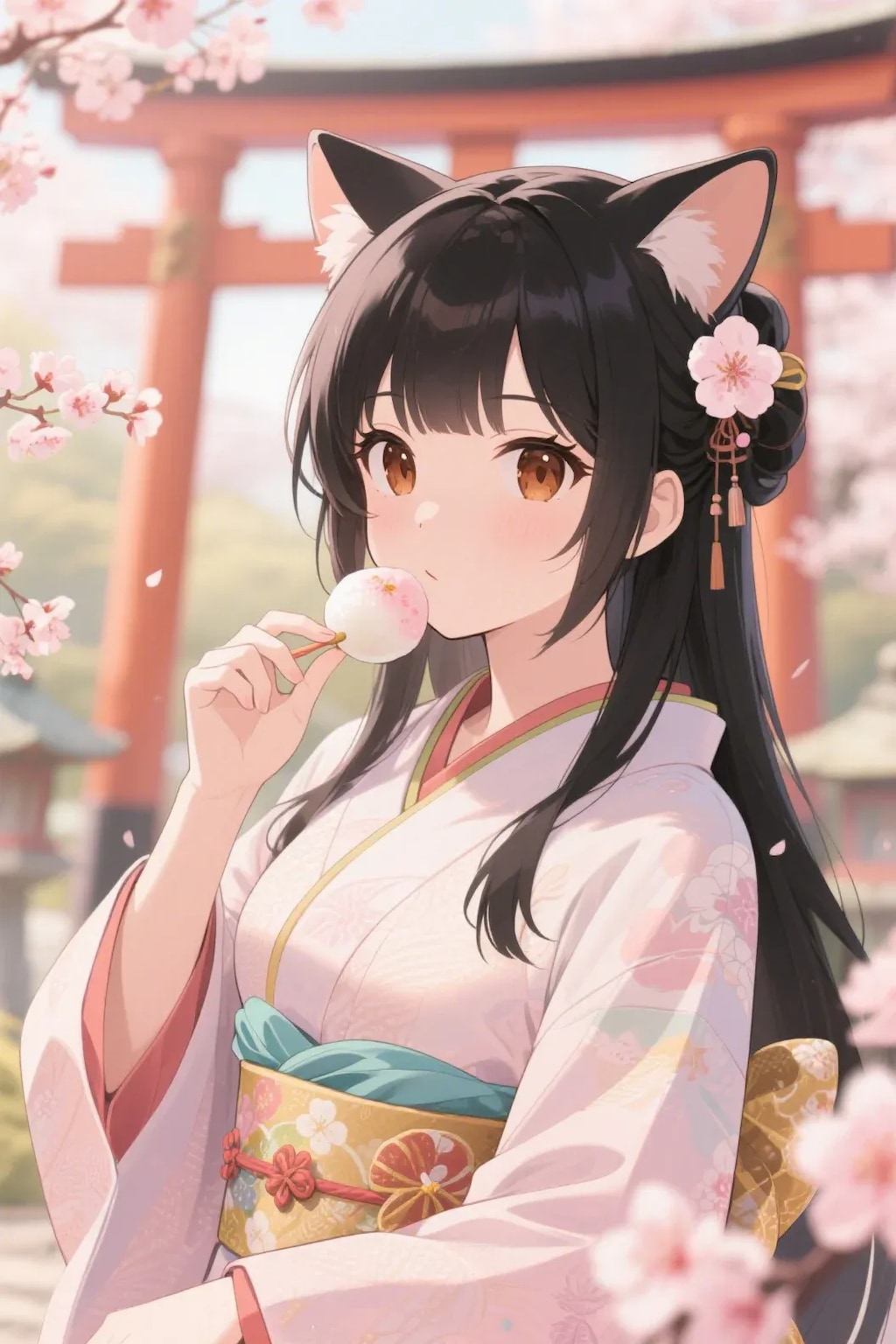 お餅を食べるさくらちゃん