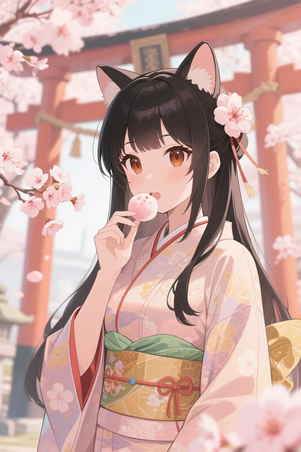 お餅を食べるさくらちゃん