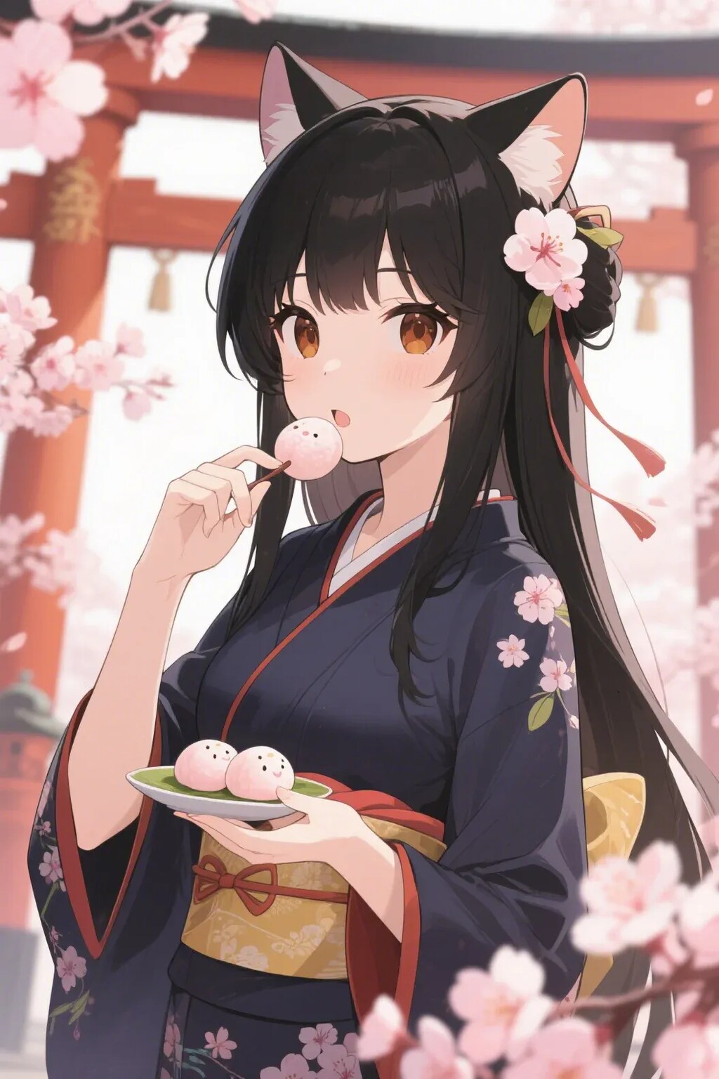 お餅を食べるさくらちゃん