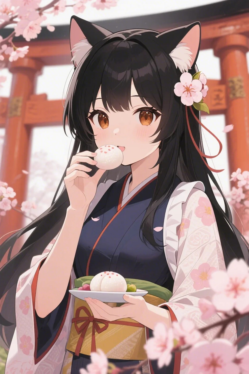 お餅を食べるさくらちゃん