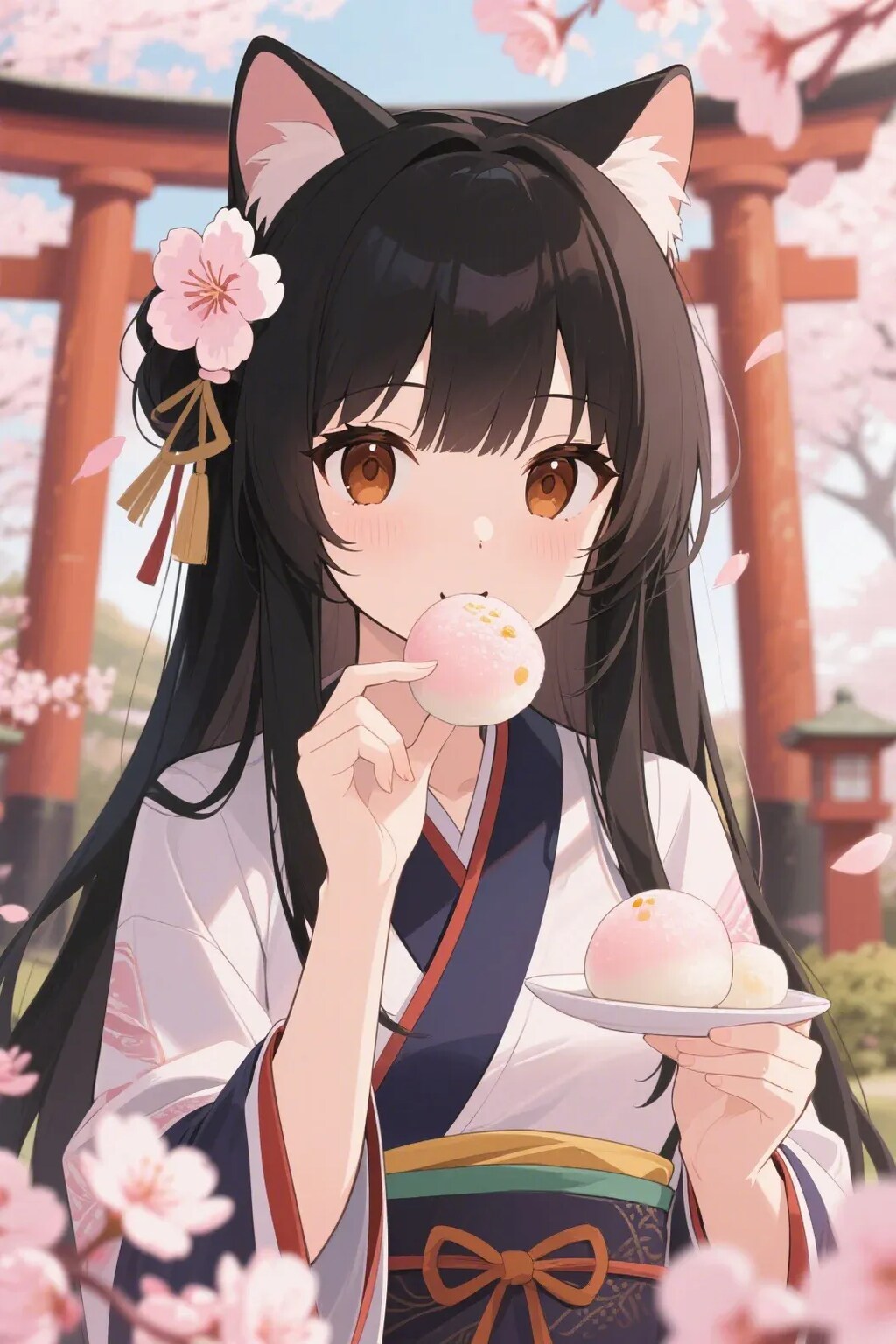 お餅を食べるさくらちゃん