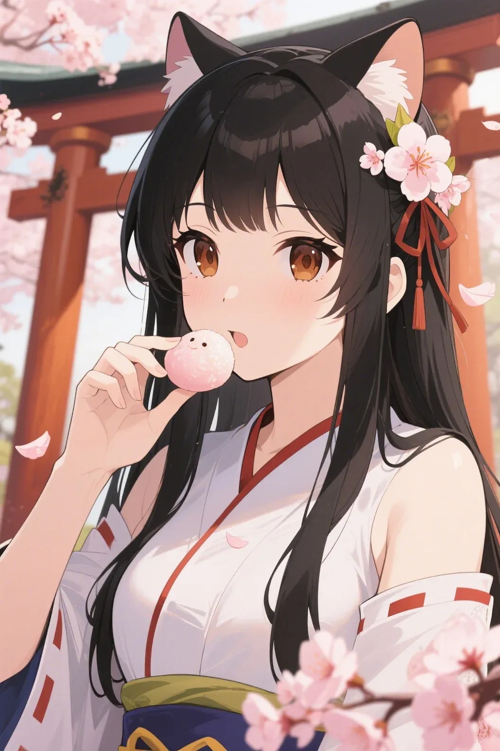 お餅を食べるさくらちゃん