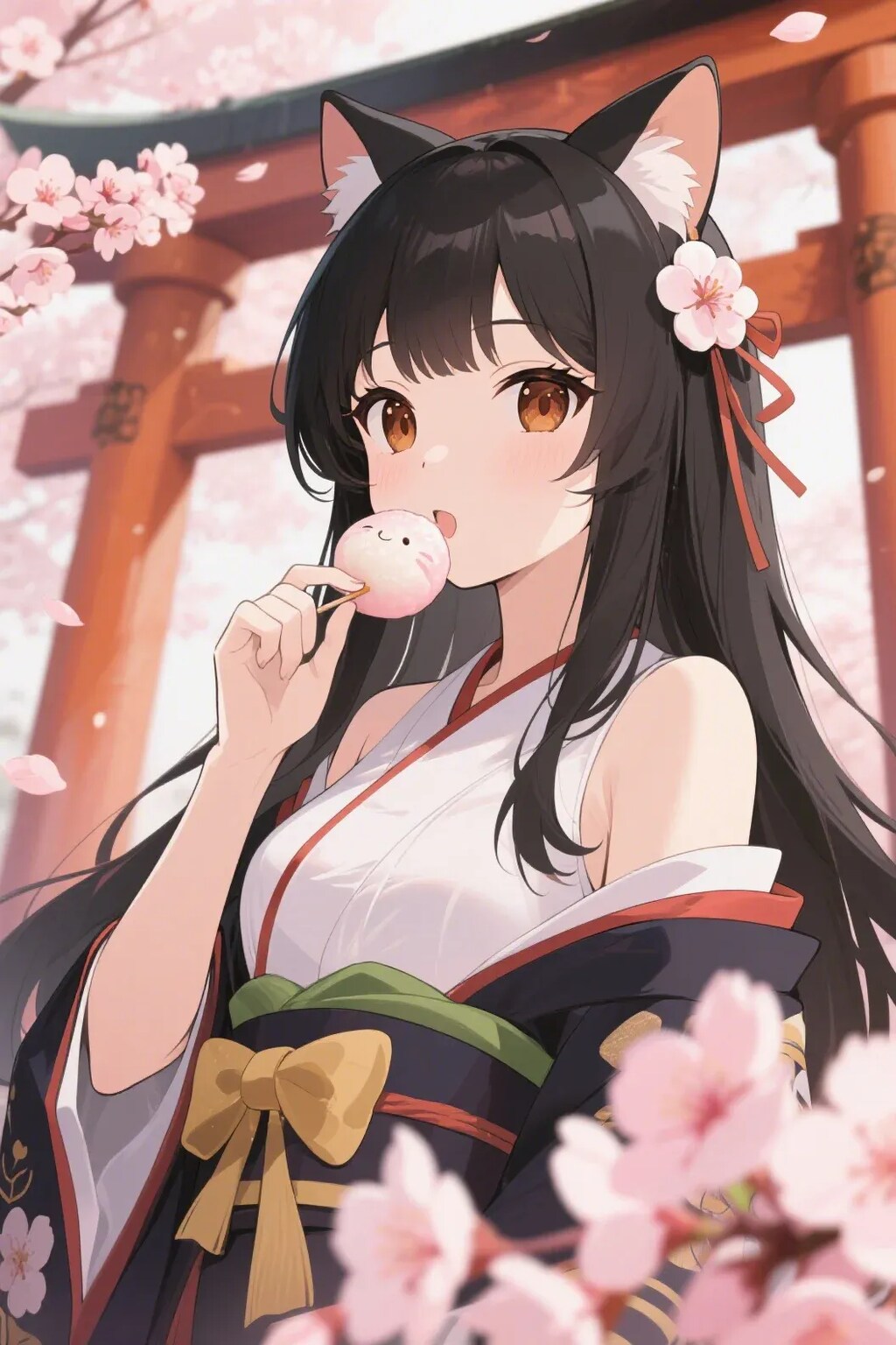 お餅を食べるさくらちゃん