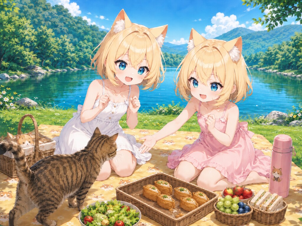 ピクニックと猫