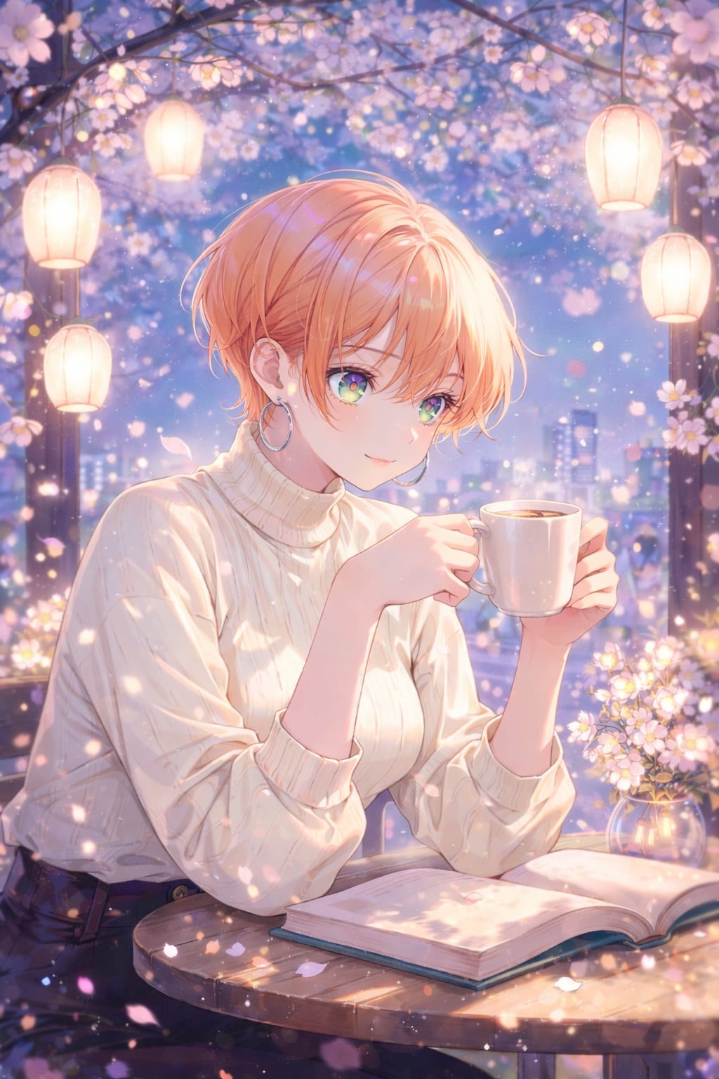 夜カフェで読書 | の人気AIイラスト・グラビア