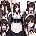 アニメ風、メカクレ猫耳モブメイド 10枚目