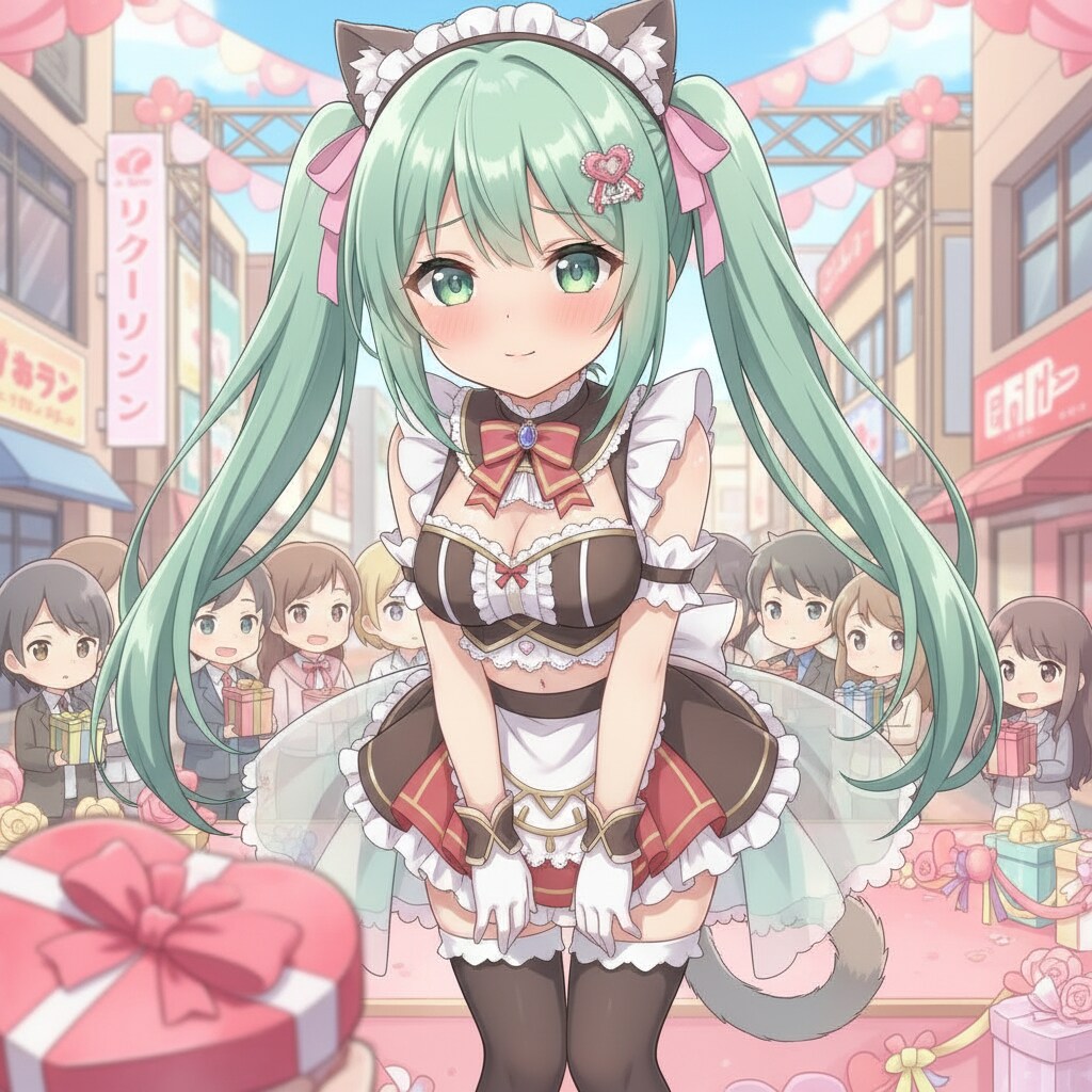 みどツイにゃん。2月14日 #バレンタインデー。バレンタインメイド。