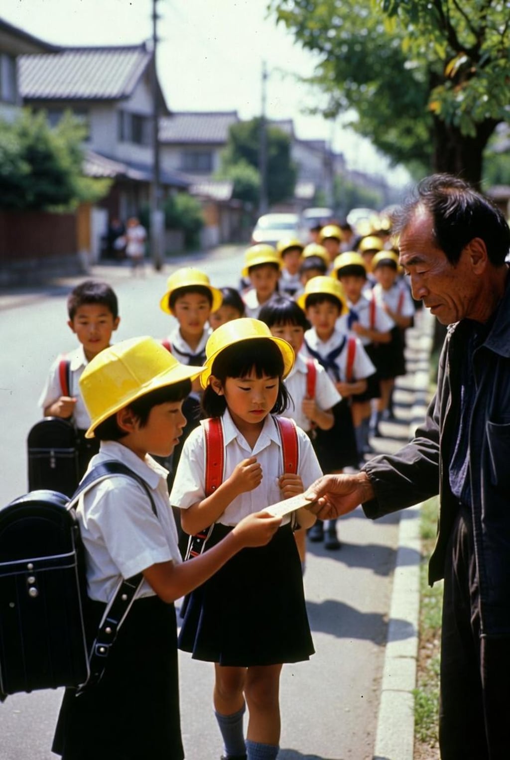 登下校で怪しげなチケットを配るおじさん
