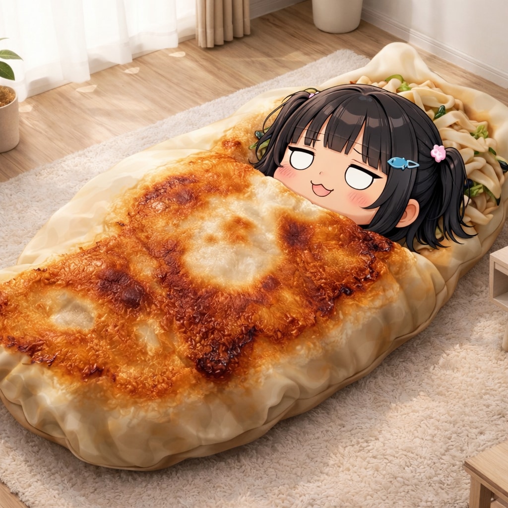餃子に包まれて眠るこなつちゃん