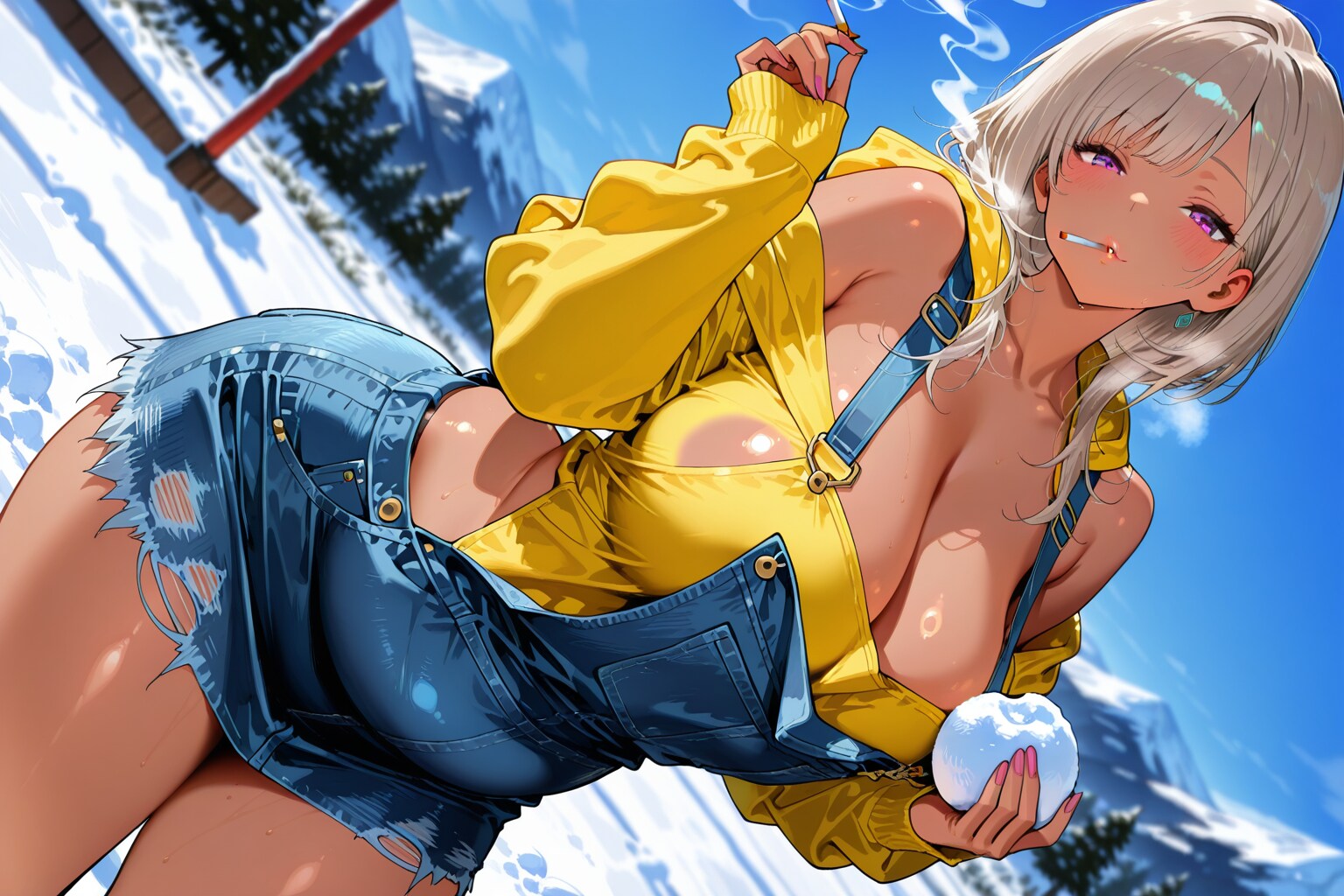 ギャルと煙草と雪玉と