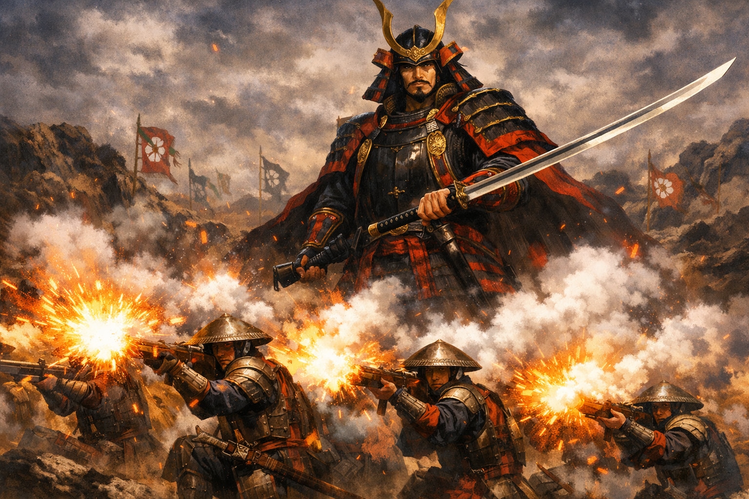 第六天魔の恐ろしさ見せてやろうのぉ…鉄砲隊、三重列！一列目構えぃ…まだだ、まだまだ…今だ！！放てぃ！！ | の人気AIイラスト・グラビア