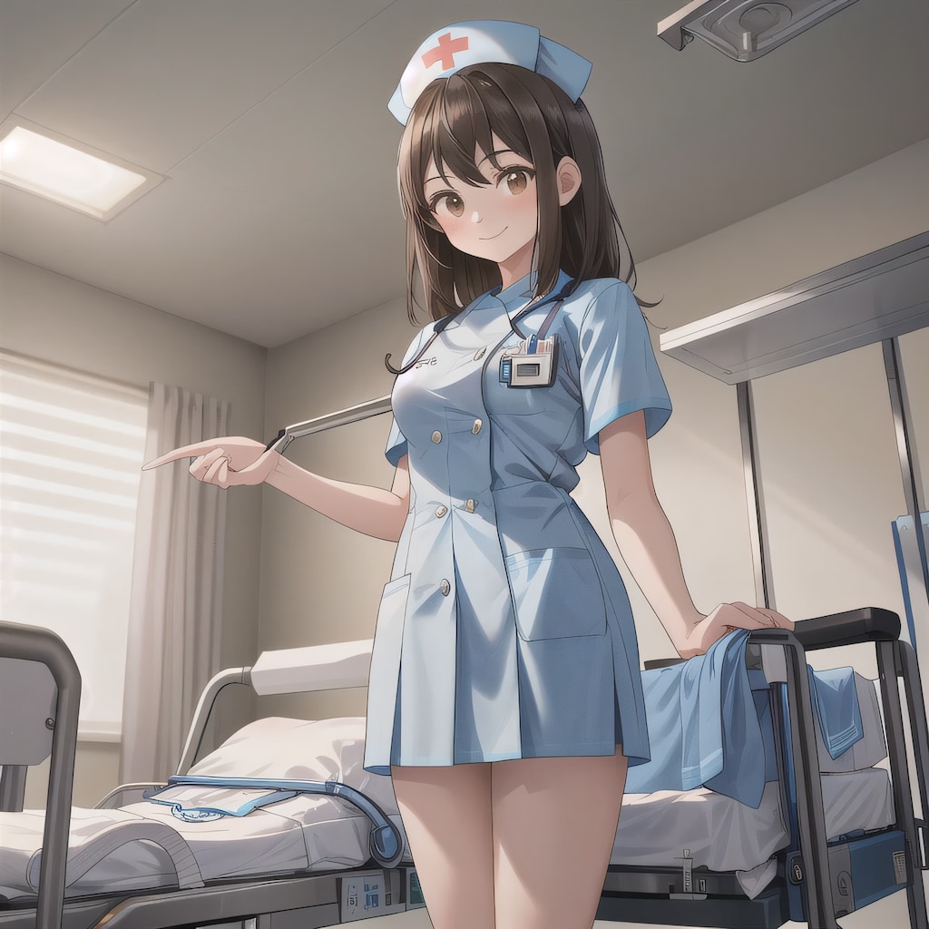 黒髪ロングで看護服の少女１１