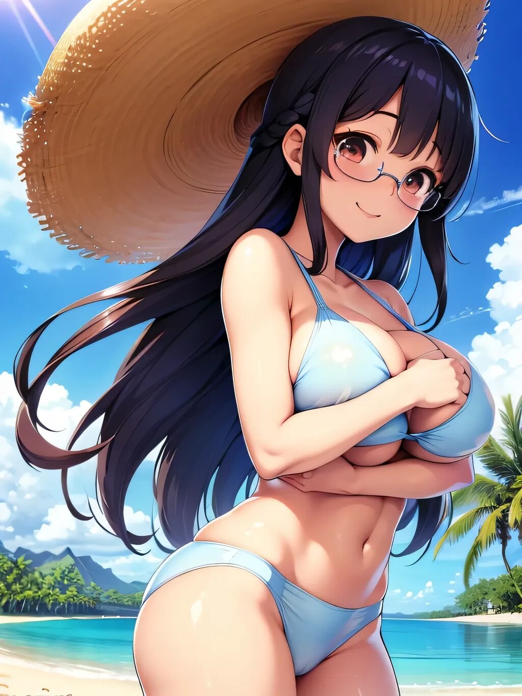 水着メガネのアヘ顔(12枚)
