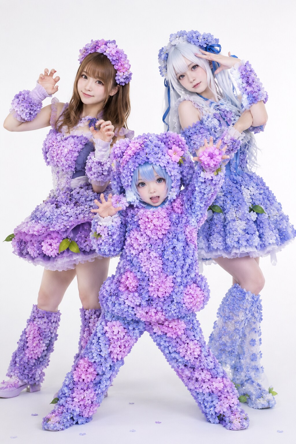 ３人で紫陽花モンスター🩷👾👾👾🌸