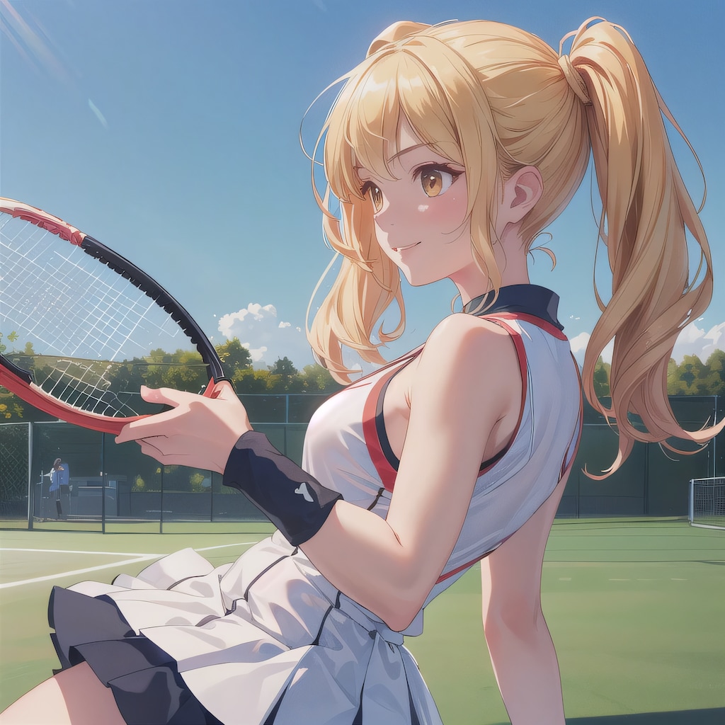 金髪ロングでテニスウェアの少女１４