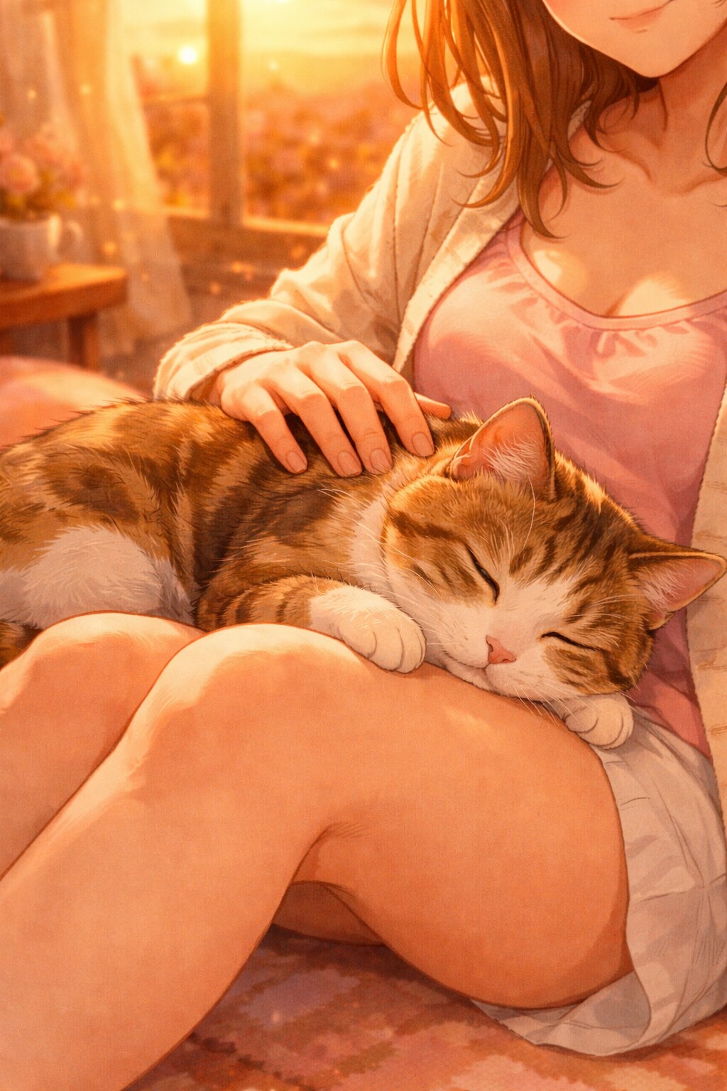 「 春は夕方、お休み時間か、 猫といっしょに　世界も眠る 」