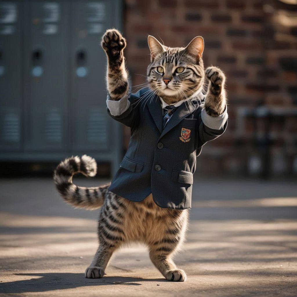 ブレザーを着た猫