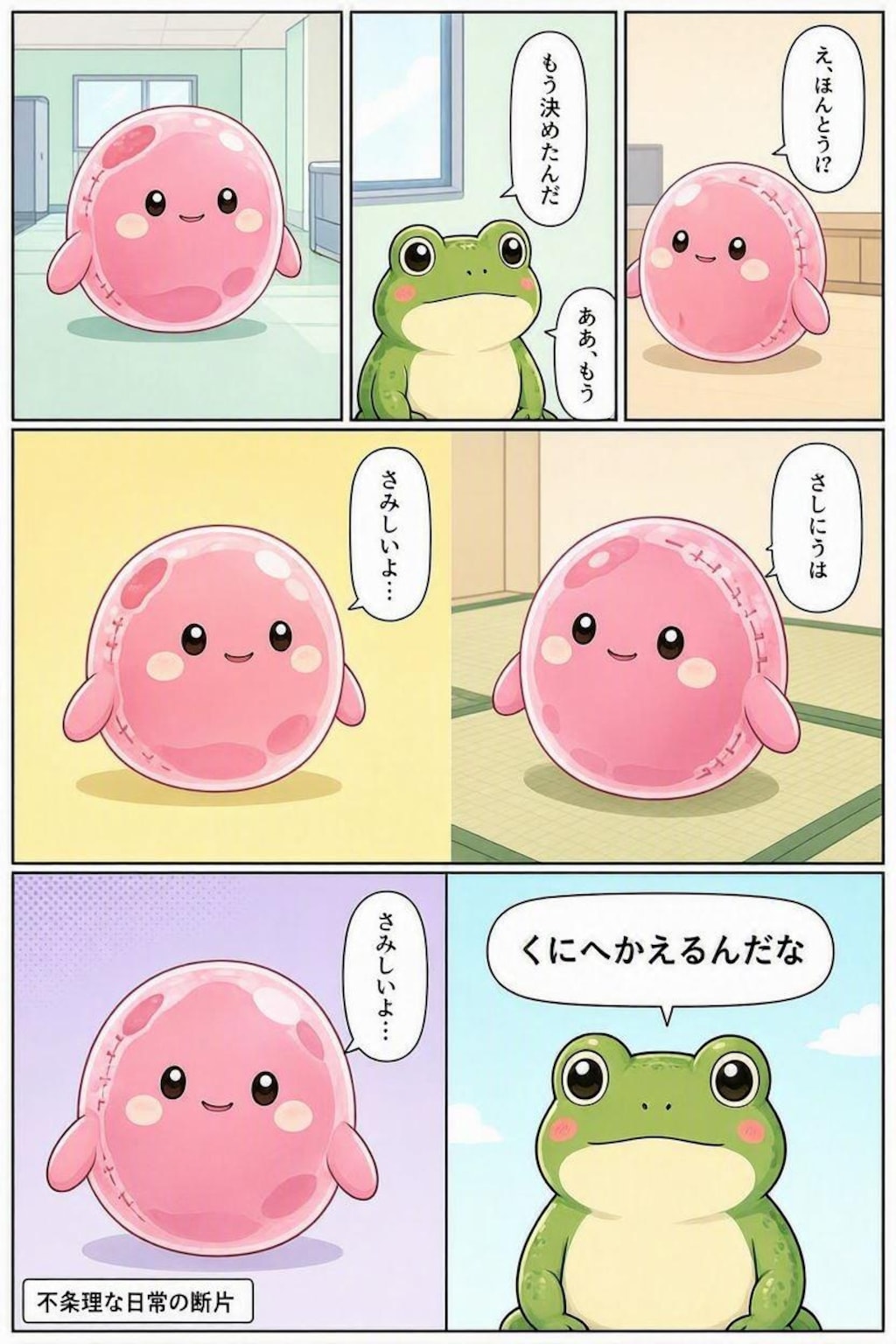ももほうくんと かえる