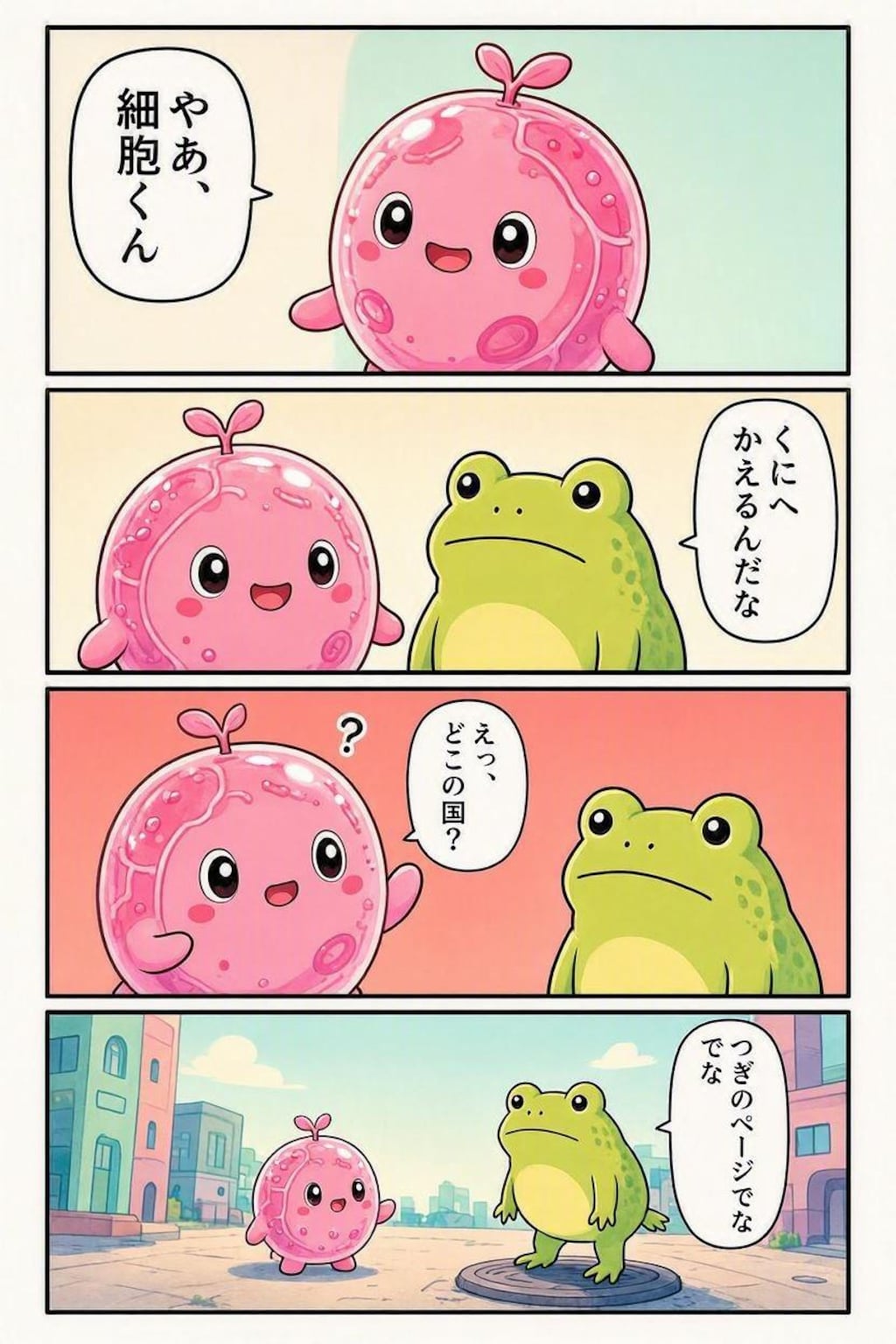 ももほうくんと かえる