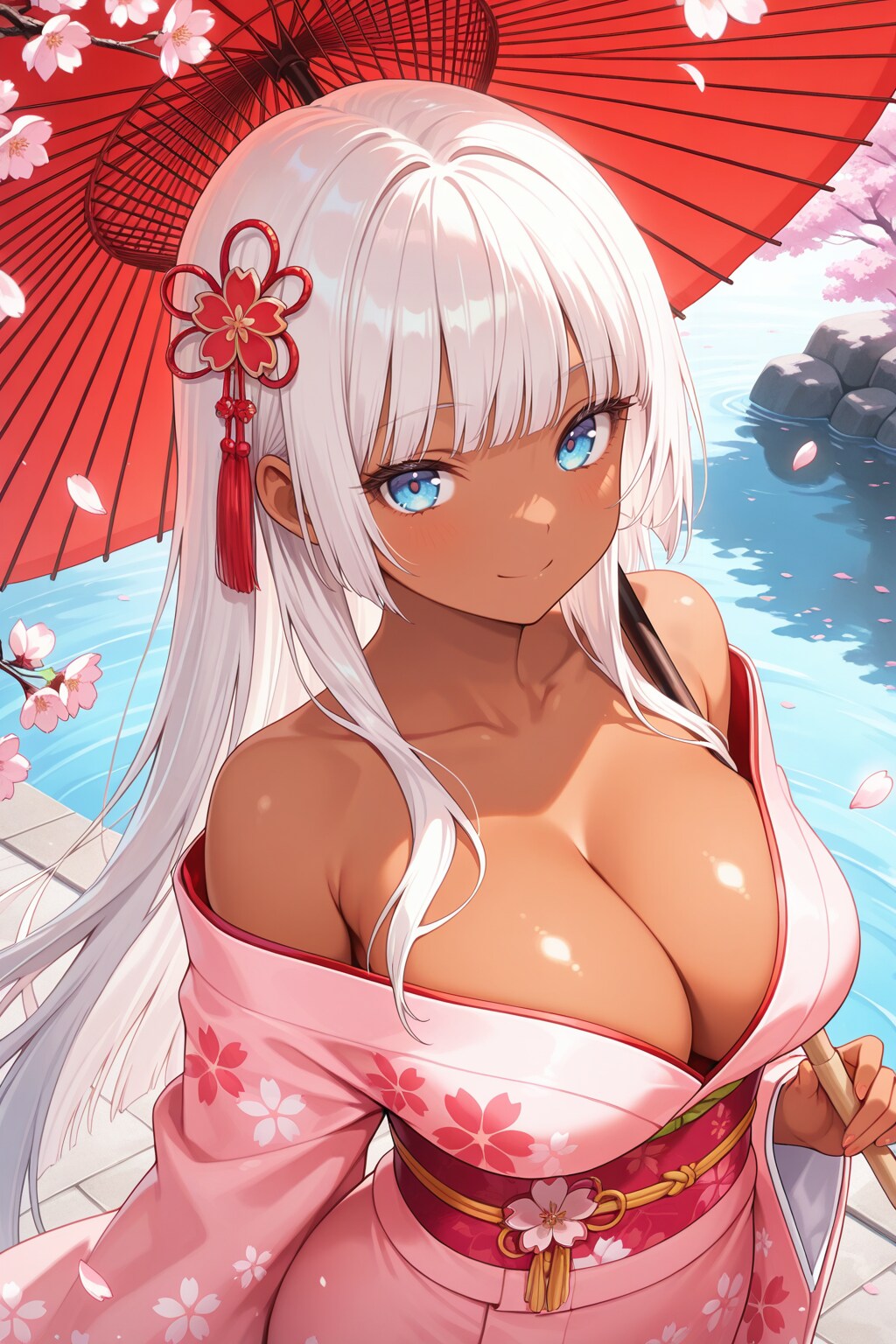 桜の下、この着物似合ってる？ 胸元開いてるの、見てドキドキした？♡