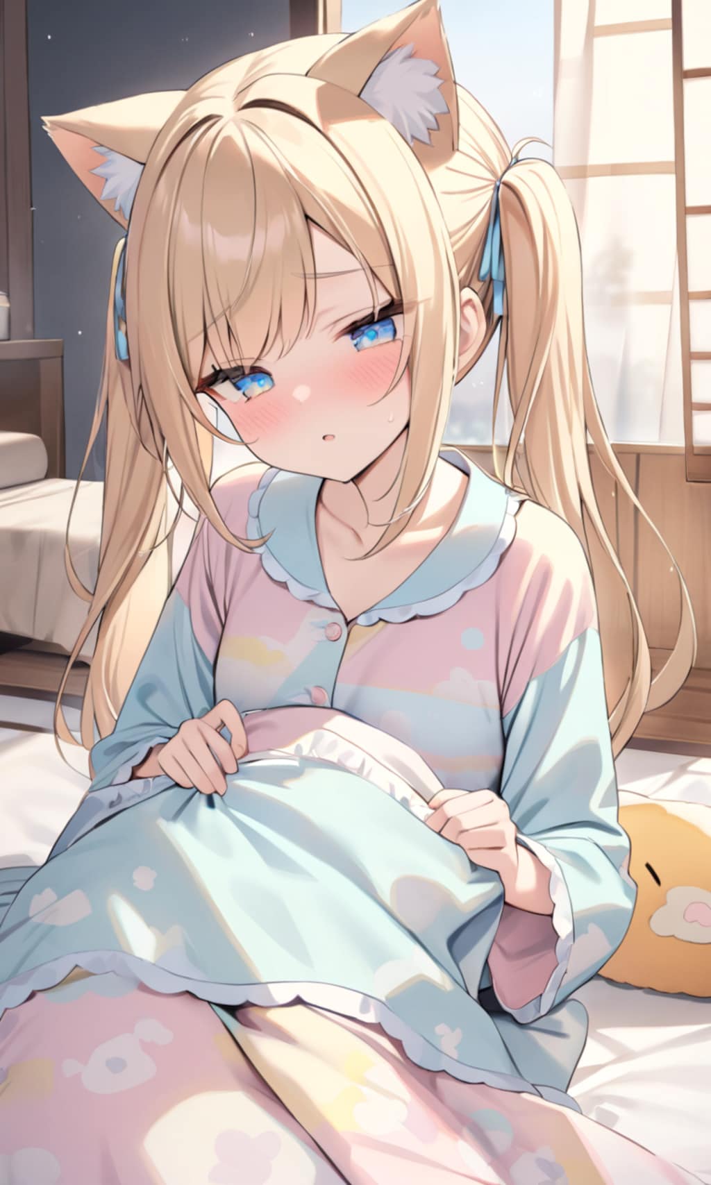 こるり「眠いよう」まや「学校にいくぞ」こるり「眠い」