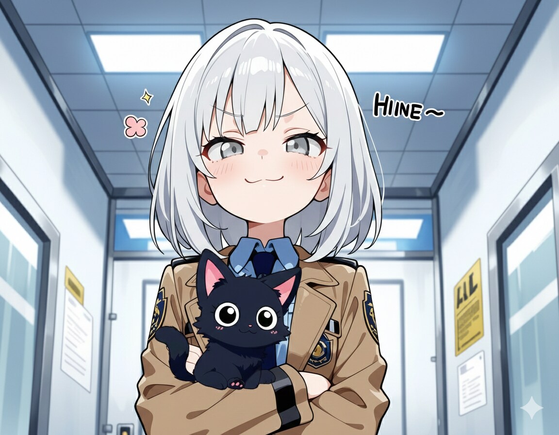HD,Y、K　（黒猫）さんちのアイコン猫ちゃんを抱っこするセラちゃん