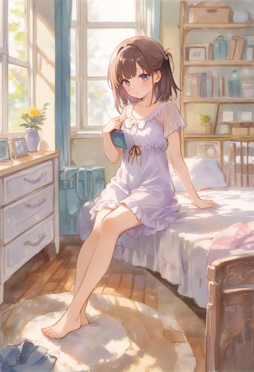 少女の部屋(水彩タッチ)(230) | の人気AIイラスト・グラビア