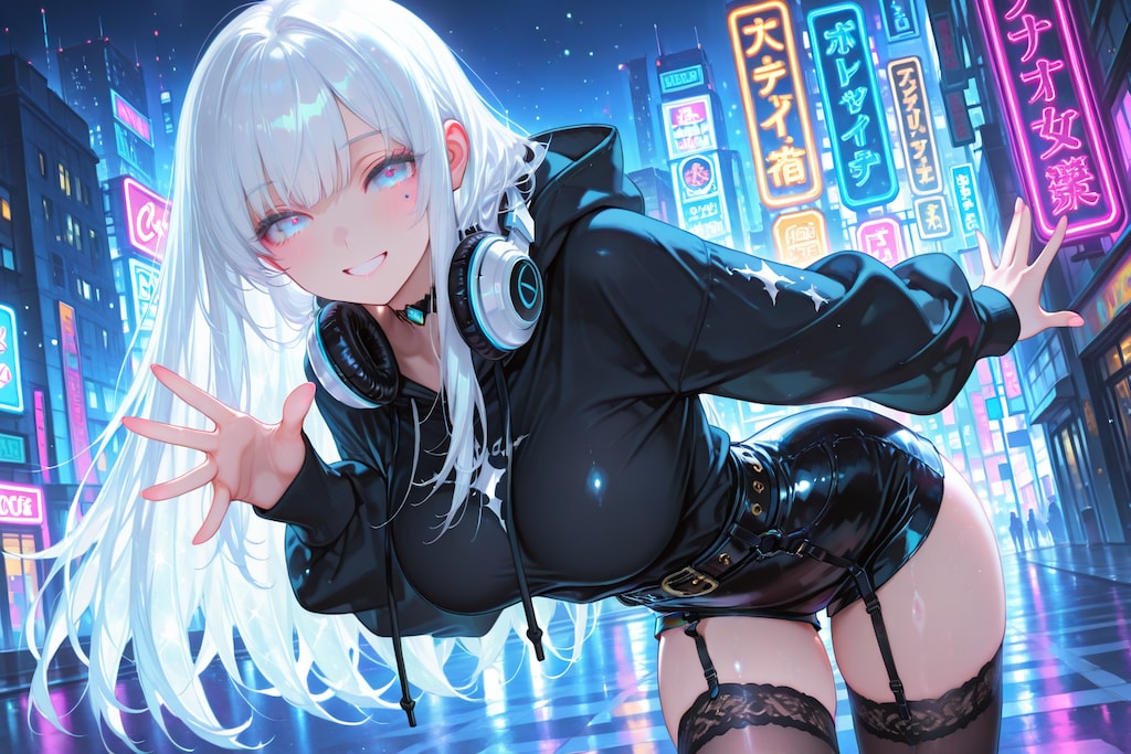 ネオンが光る夜の大都会