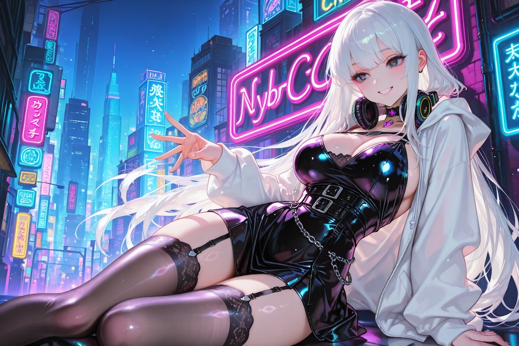 ネオンが光る夜の大都会