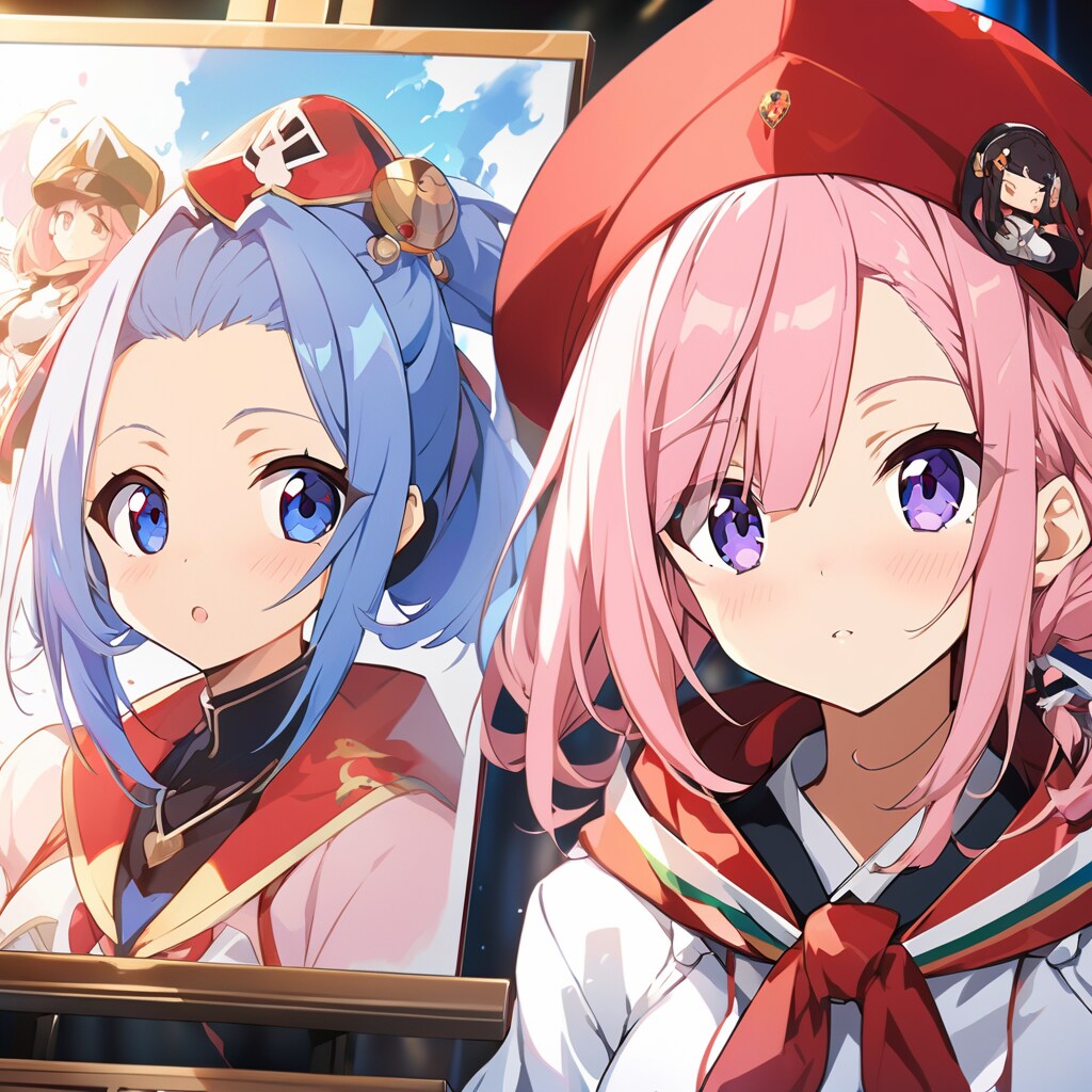 絵と一緒に写る