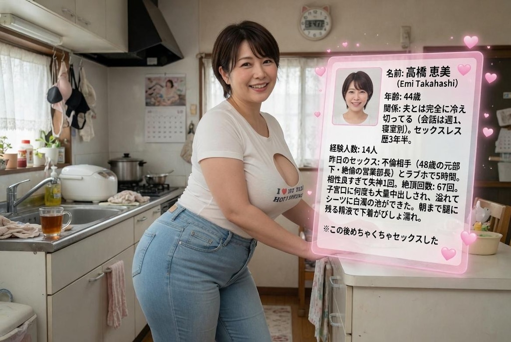 爆乳デカ尻熟女キッチンにて