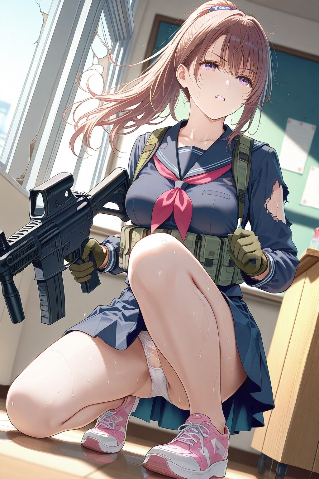 防戦中の武装JK